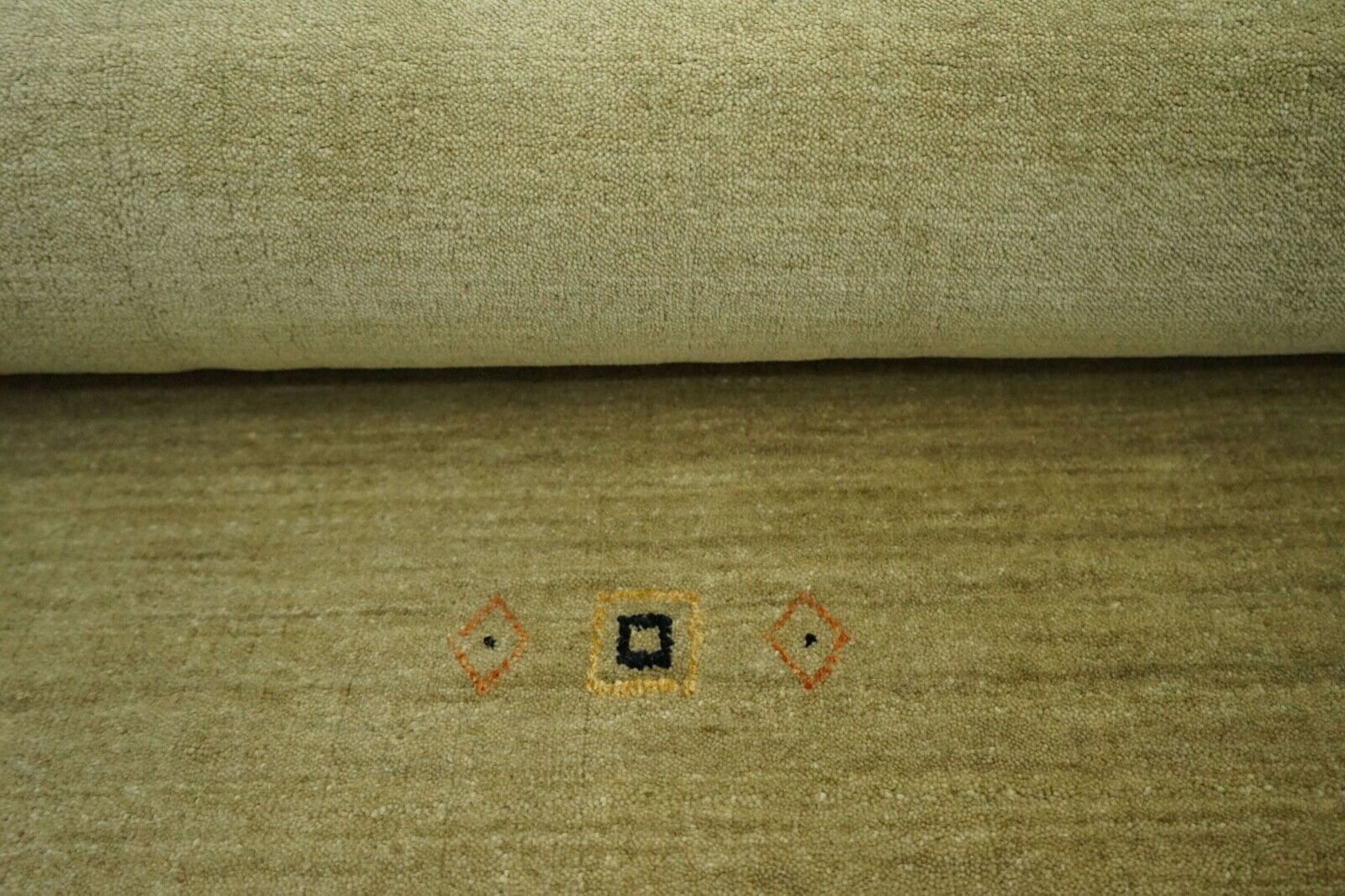 Gabbeh Teppich Beige 100% Wolle 170x240 cm Handgewebt Orientteppich Lr515