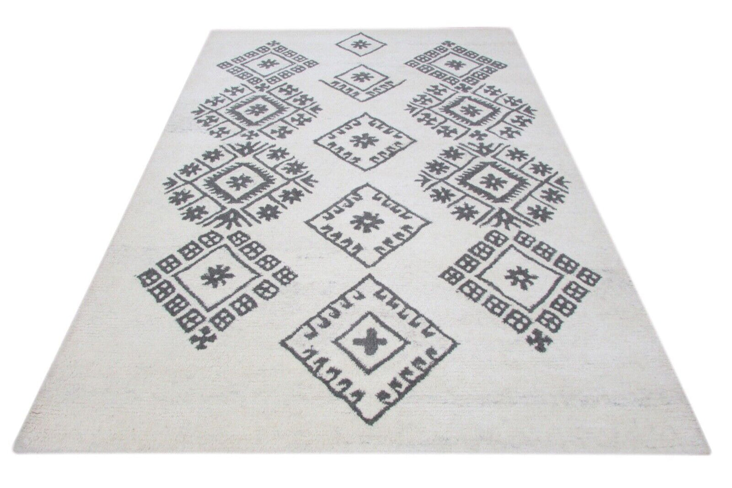 Elfenbeinfarbe Teppich 100% Wolle Beige 160X230 cm Handarbeit Handgetuftet T847