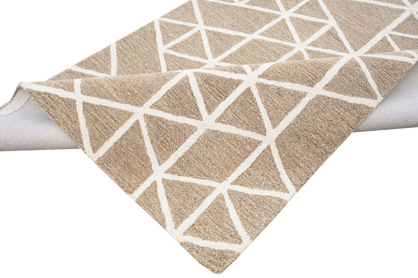 Teppich 100% Wolle Tabakfarbe Hell Braun Beige 160X230 cm Handgetuftet HT392