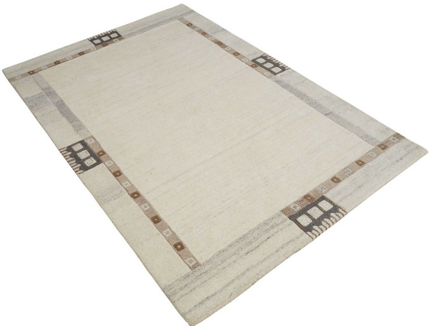Gabbeh Beige elfenbeinfarbe 160X230 cm Teppich 100% Wolle Handgetuftet HT227