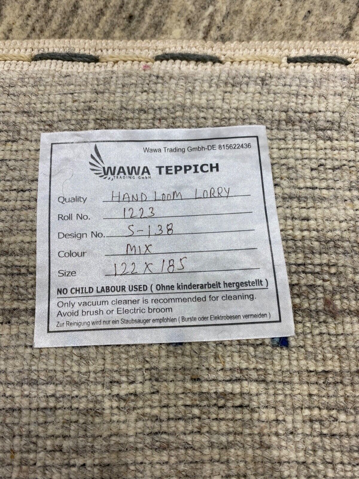 Gabbeh Teppich 100% Wolle Hell Grau Blau loom lori Handgewebt 120x180 cm S138