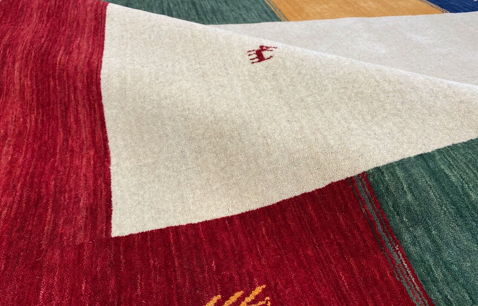 Tappeto Gabbeh, 100% lana, 200x300 cm, beige, tessuto a mano, tappeto orientale