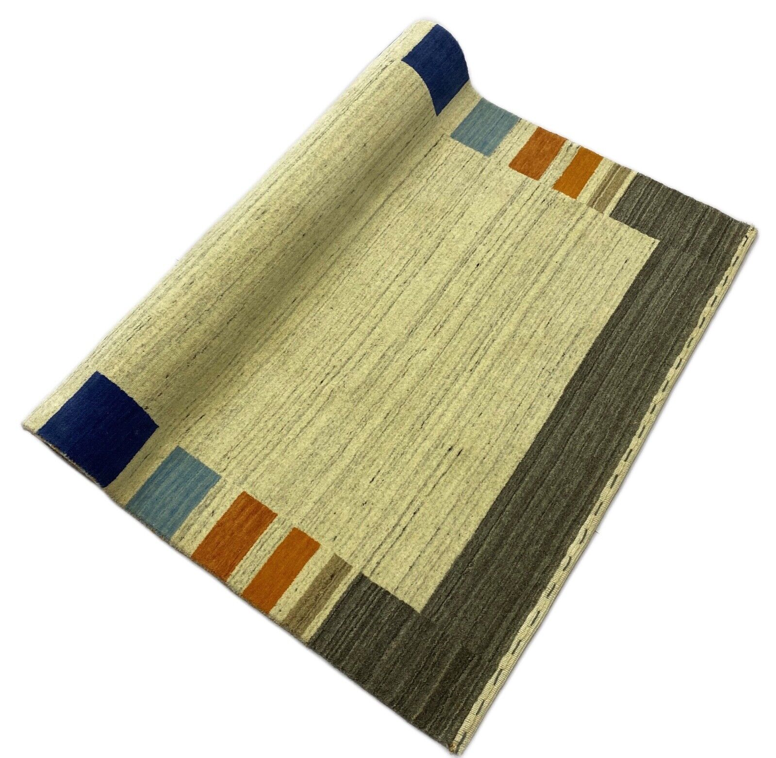Gabbeh-tæppe, 100% uld, beige/brun, loom lori, håndvævet, 122x187 cm, S35