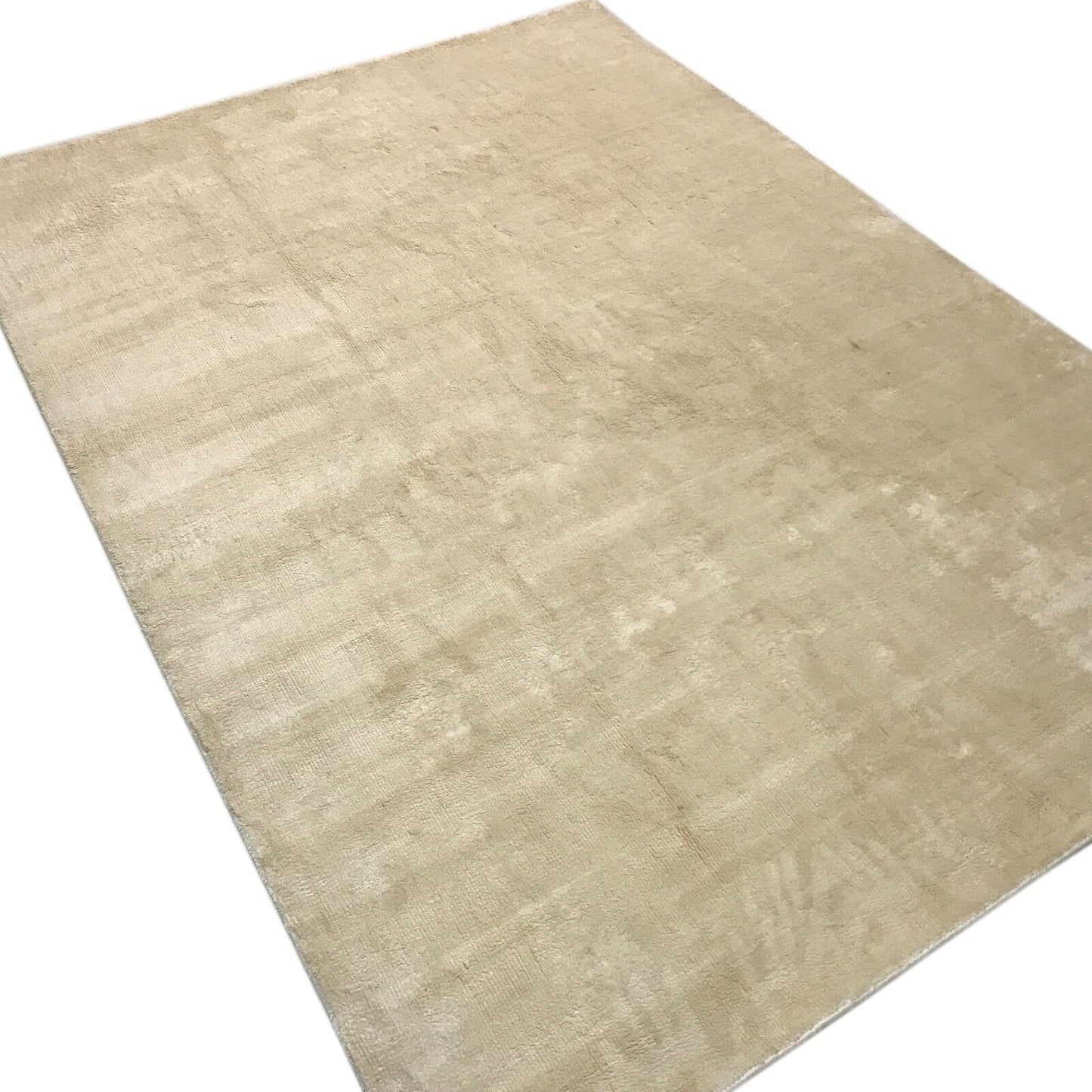Orientteppich 120X180 CM Beige Teppich Handgewebt Viskose Handarbeit Einfarbig