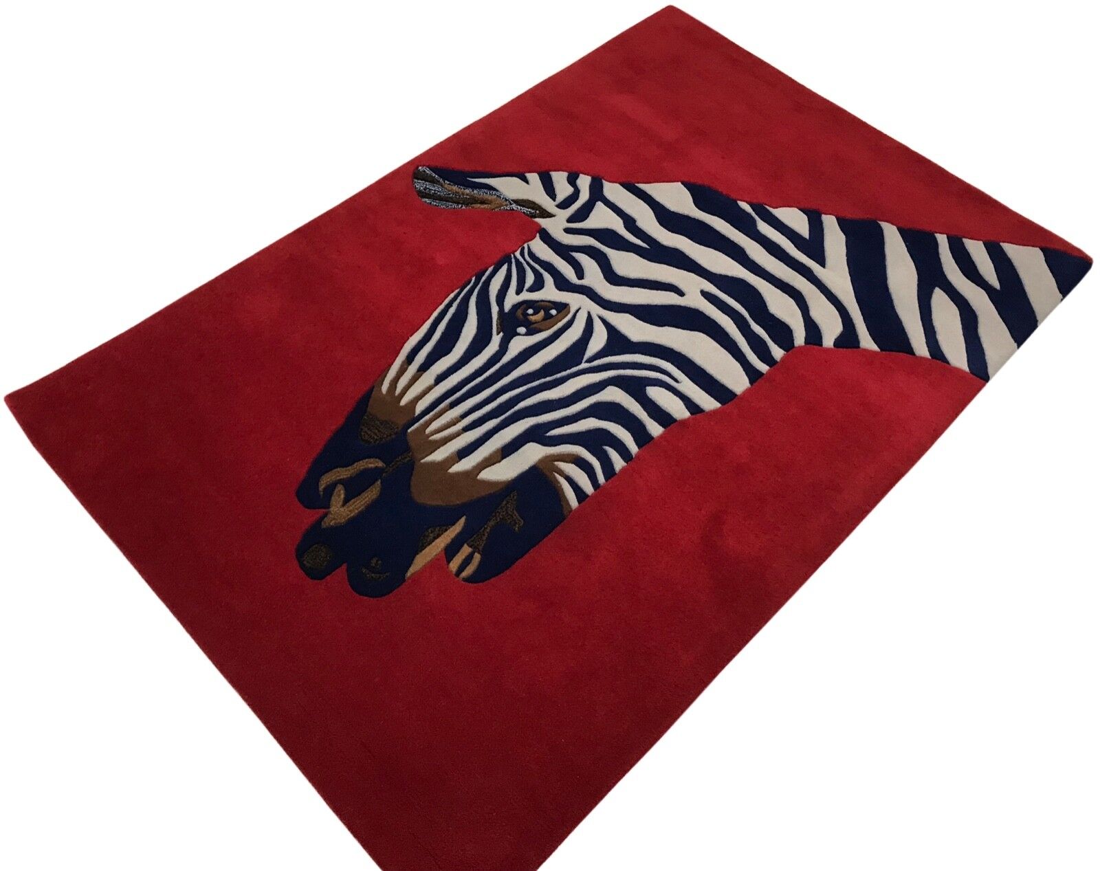 Rot Teppich 120X180 CM Handarbeit 100% Wolle Designer Handgetuftet Zebra Hand