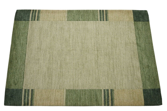 Hell Grün Beige 140X200 cm Teppich 100% Wolle Orientteppich Handgetuftet HT608