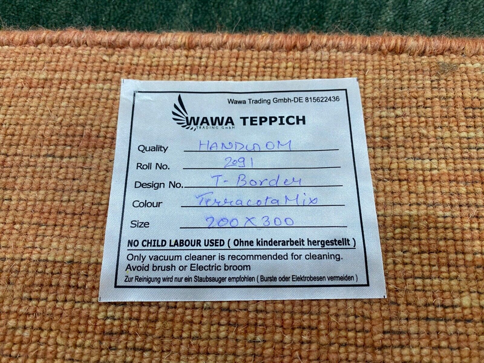 Orientteppich Gabbeh Grün Loom Teppich Handgefertigt 100% Wolle 200X300 CM