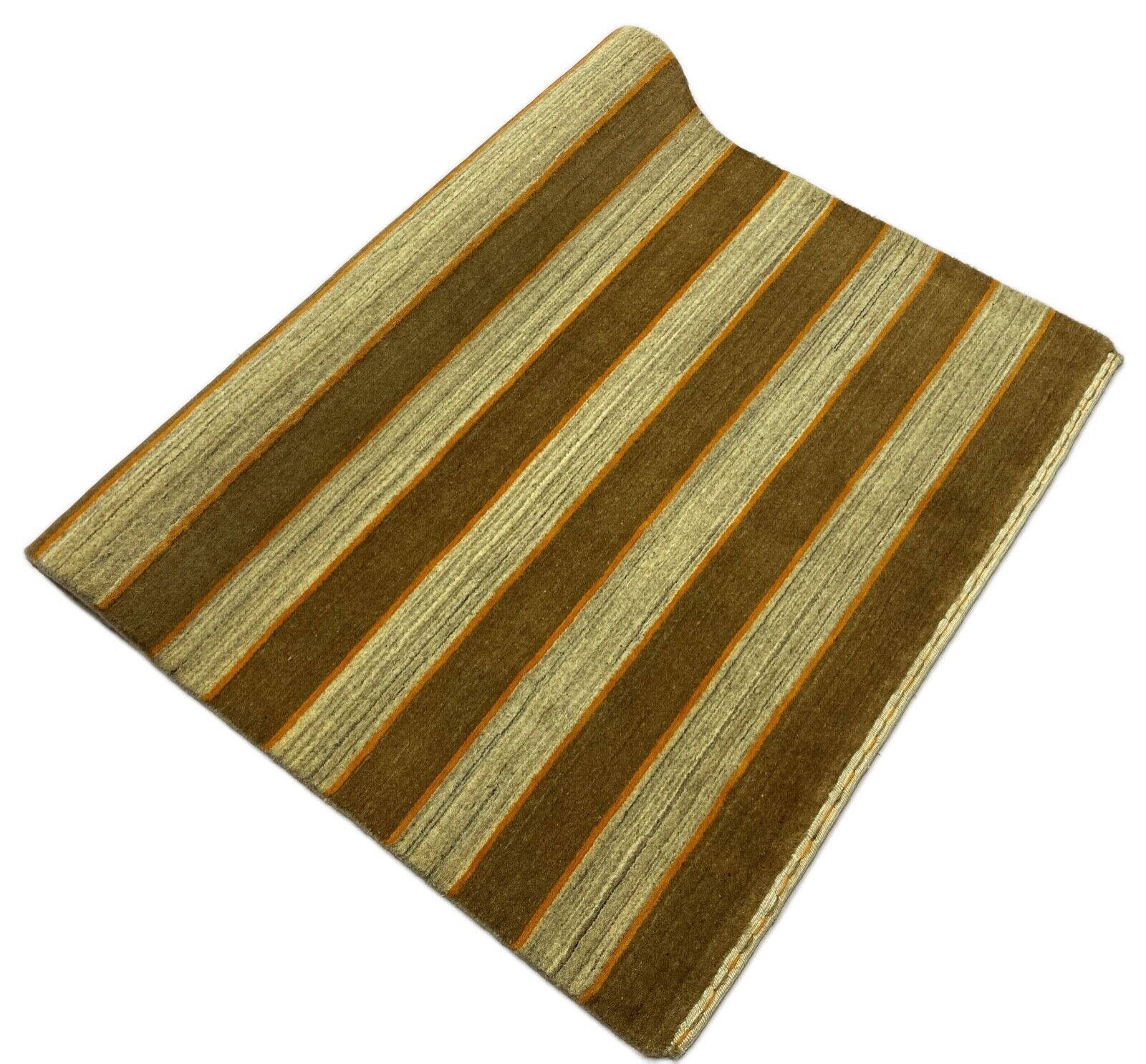 Alfombra marrón beige, 100 % lana, Gabbeh lori, tejida a mano, 120 x 180 cm, S48