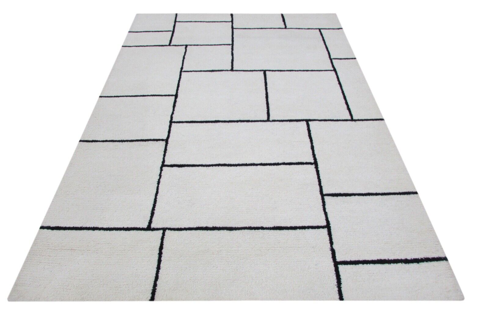 Beige rug, 100% wool, 160x230 cm, handmade, hand-tufted, T853
