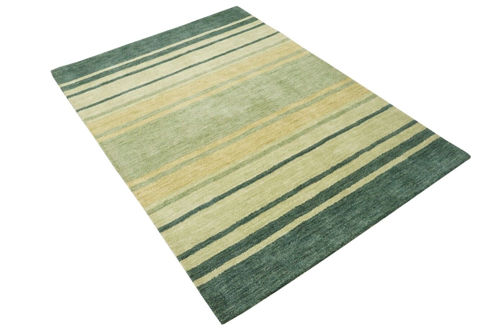 Grün Beige 140X200 cm Teppich 100% Wolle Orientteppich Handgetuftet HT620