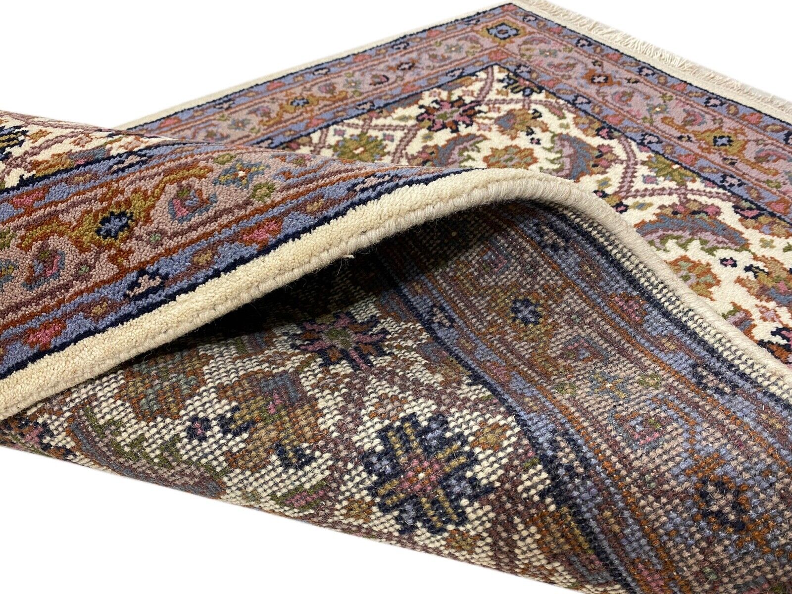 Beige Teppich Wolle Handgeknüpft Orientteppich 100% Schurwolle 90X160 cm D9