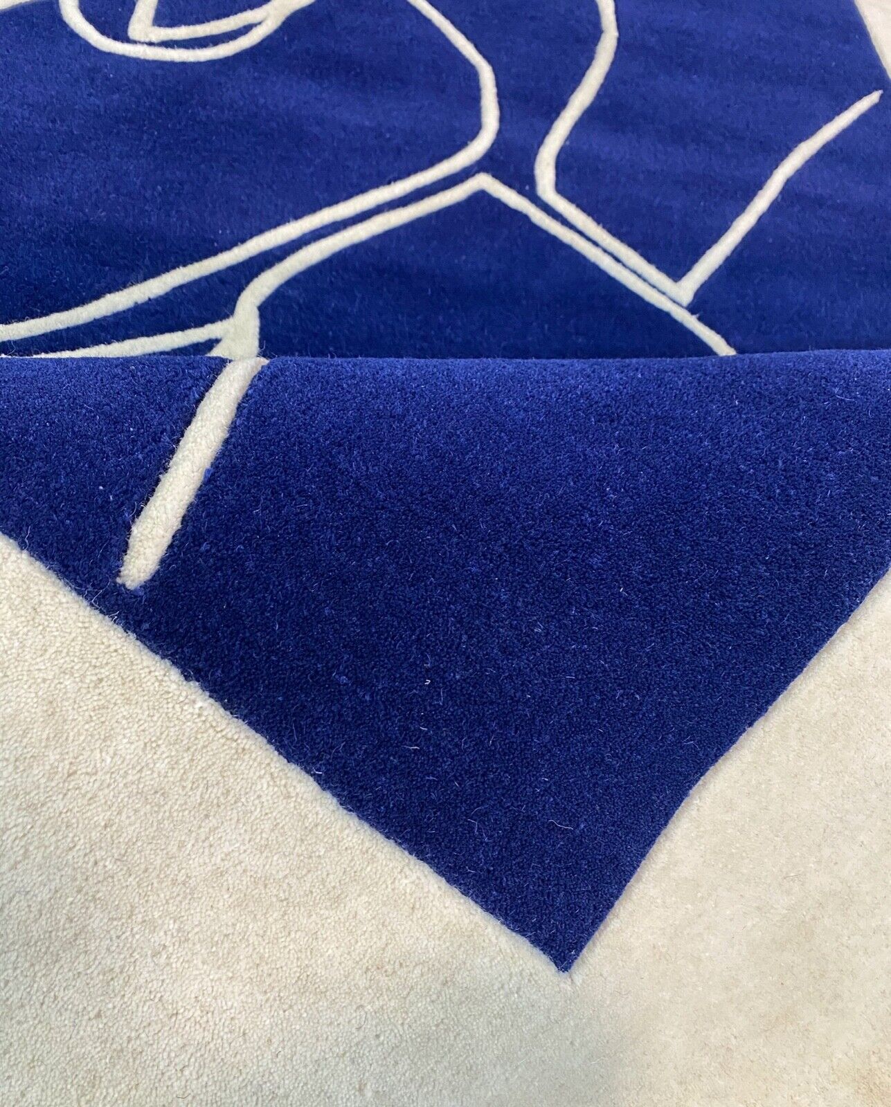 Blau Beige Teppich 170X240 CM 100% Wolle Handarbeit  Orientteppich