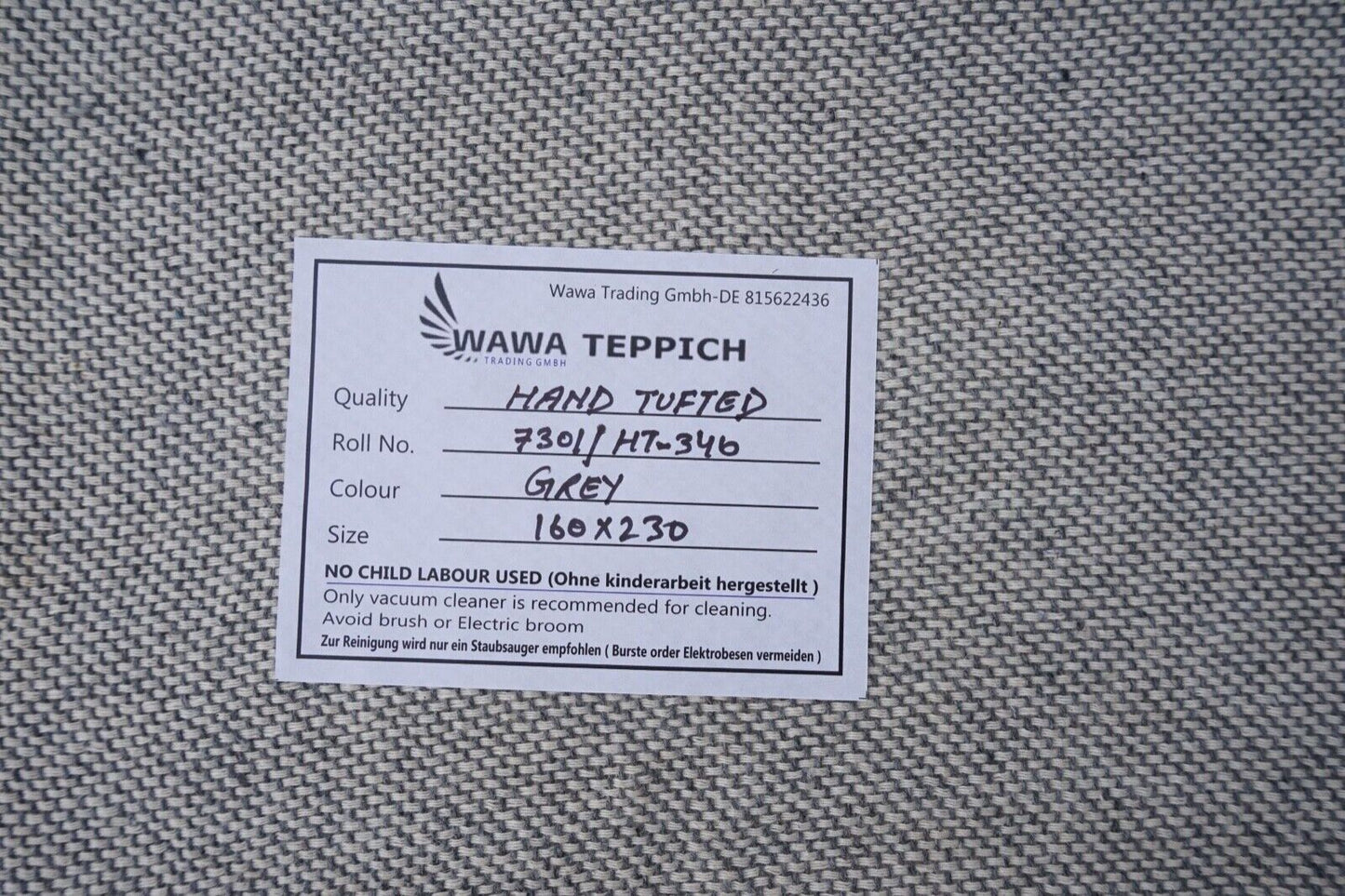 100% Wolle Teppich Grau Beige 160X230 cm Handgetuftet Orient Teppich HT340