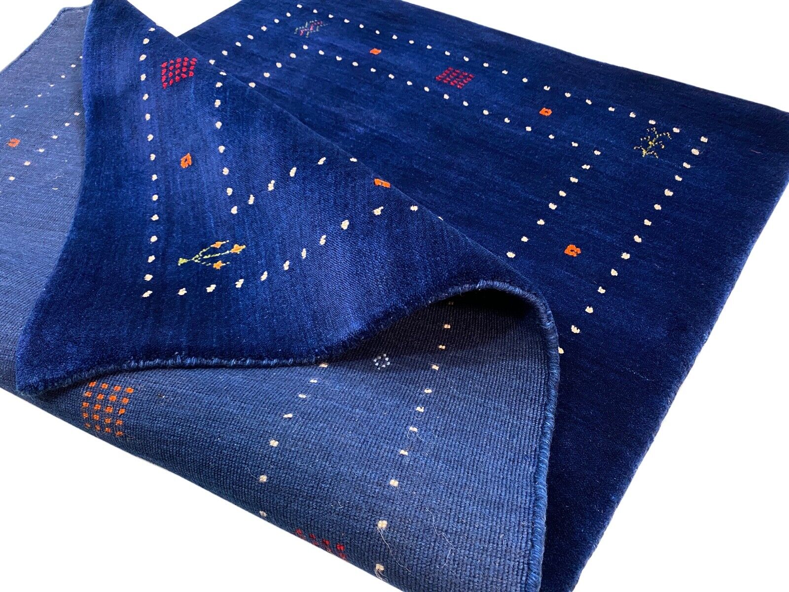 Gabbeh Rug Blue 100% Wool 80x150 cm Handwoven Oriental Rug Lori WR60