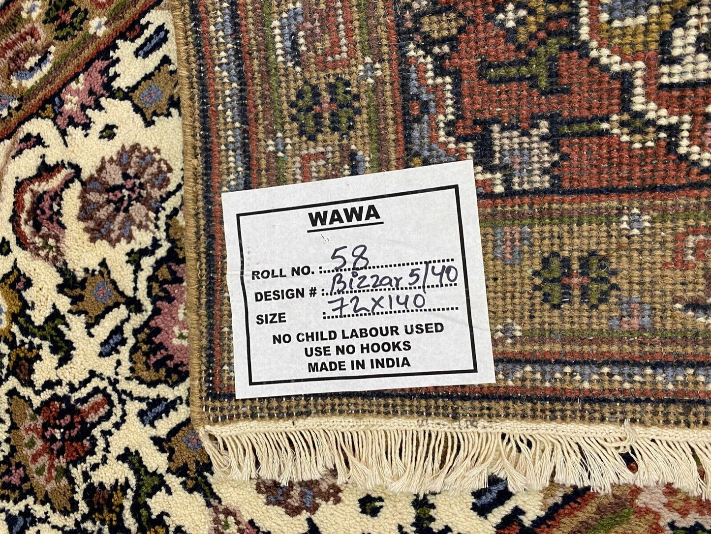 Beige Braun Teppich 100% Wolle Handgeknüpft Orientteppich  70X140 cm D11