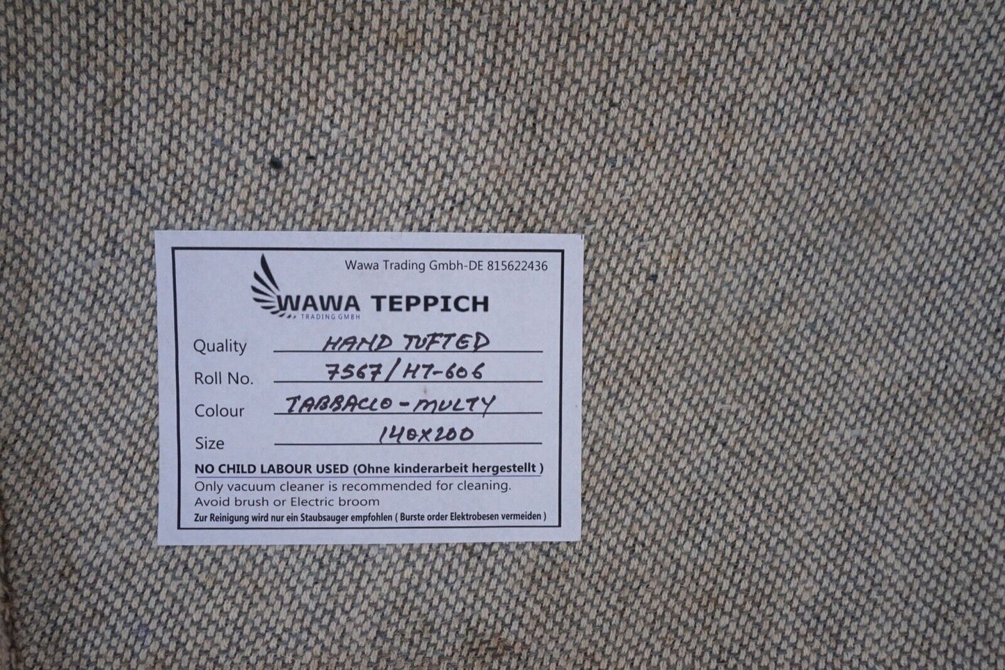 Beige Braun 140X200 cm Teppich 100% Wolle Orientteppich Handgetuftet HT606