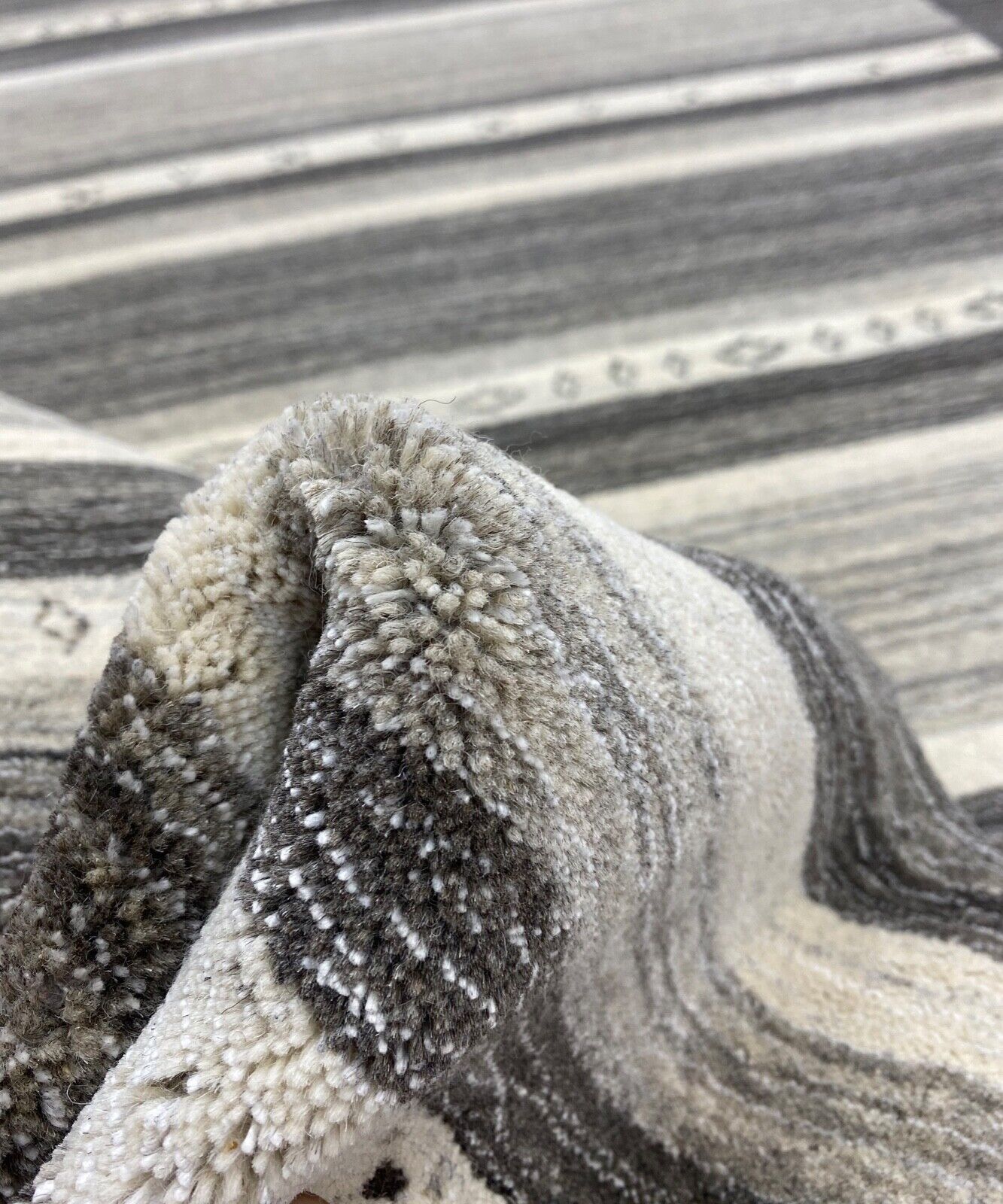 Wohnzimmer Gabbeh Teppich 100% Wolle Beige Grau 170X233 cm Handgewebt WR84