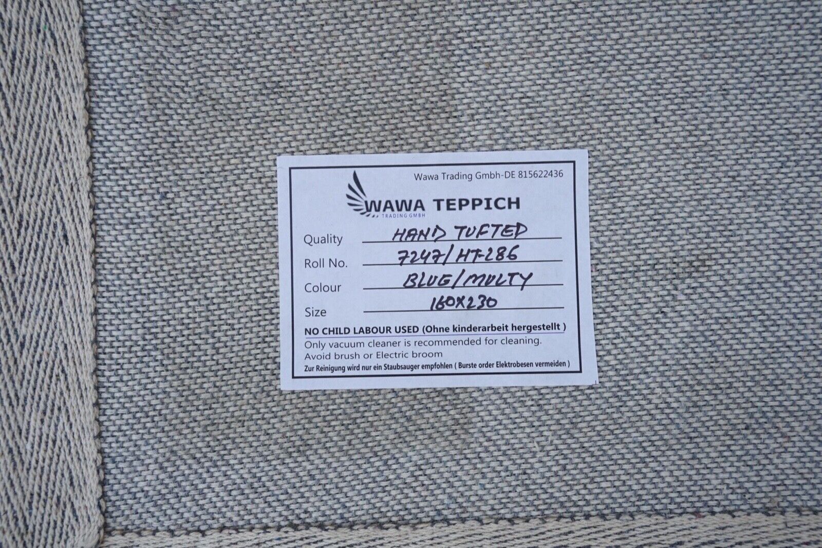 Tappeto blu-viola, 100% lana, 160x230 cm, fatto a mano, annodato a mano, HT286