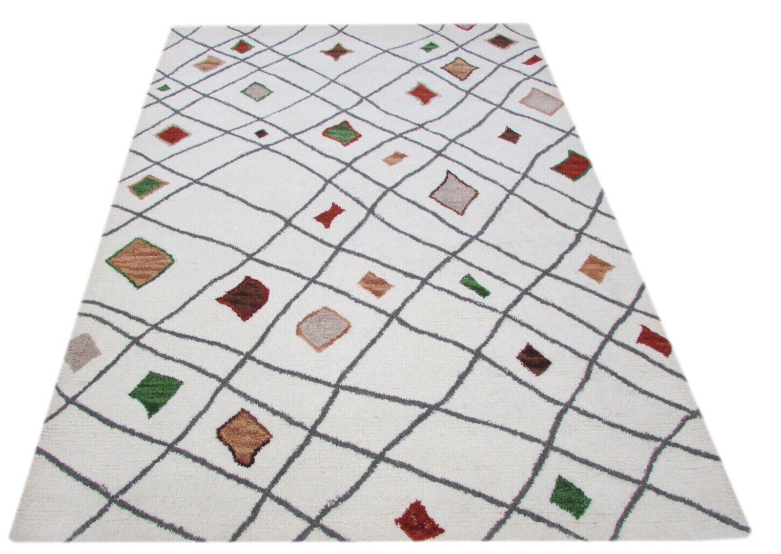 Elfenbensfarvet tæppe, 100% uld, beige, 160x230 cm, håndlavet, håndtuftet, T862