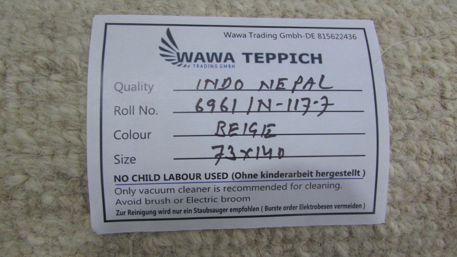 Nepal Teppich Handgeknüpft Grau Beige 100% Wolle Orientteppich 70x140 cm N-117