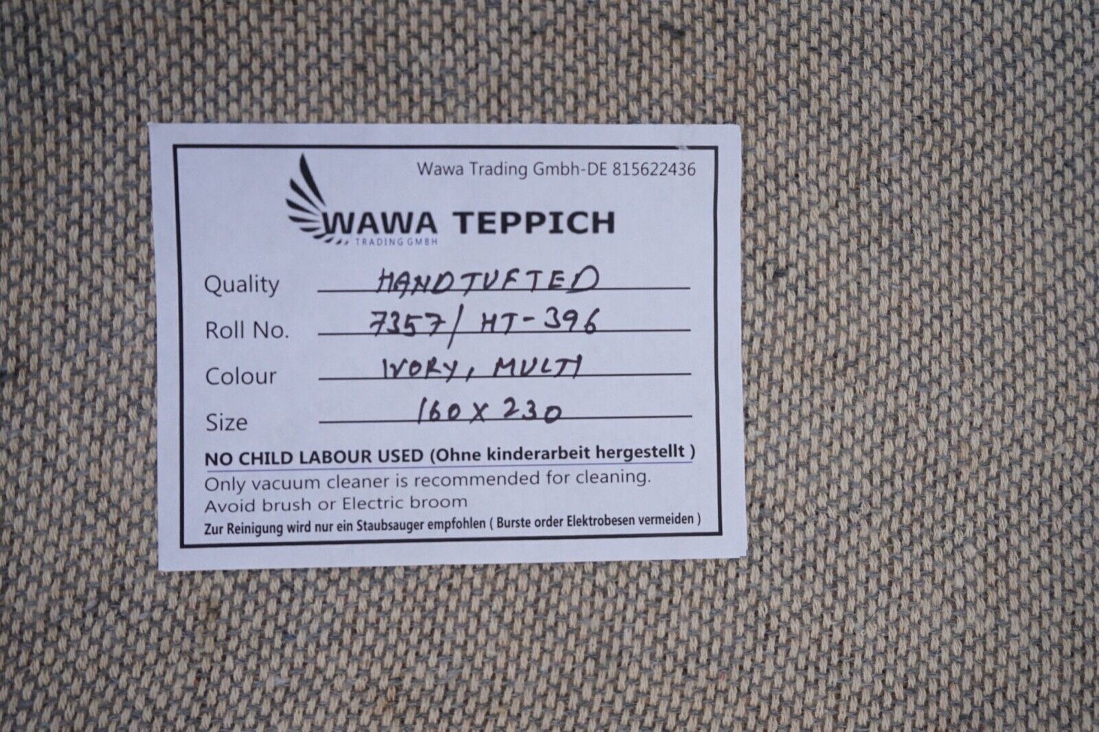 Teppich 100% Wolle Beige Orange Grün 160X230 cm Orientteppich Handgetuftet HT396