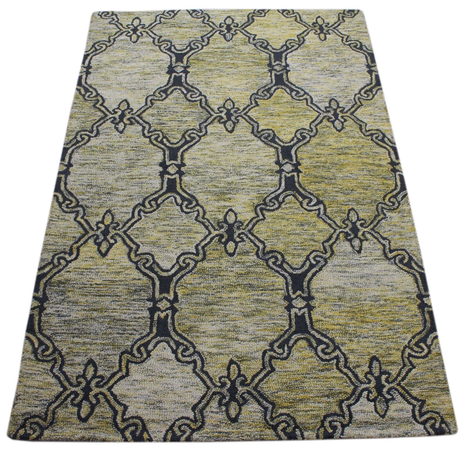 Gelb Grün Beige Teppich 100% Wolle Orientteppich 150X240 cm Handgetuftet MH921