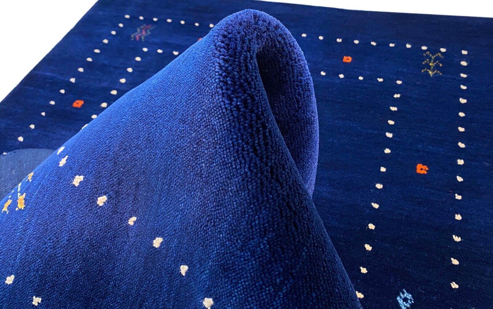 Gabbeh Teppich Blau 100% Wolle 80x150 cm Handgewebt Orientteppich Lori WR60