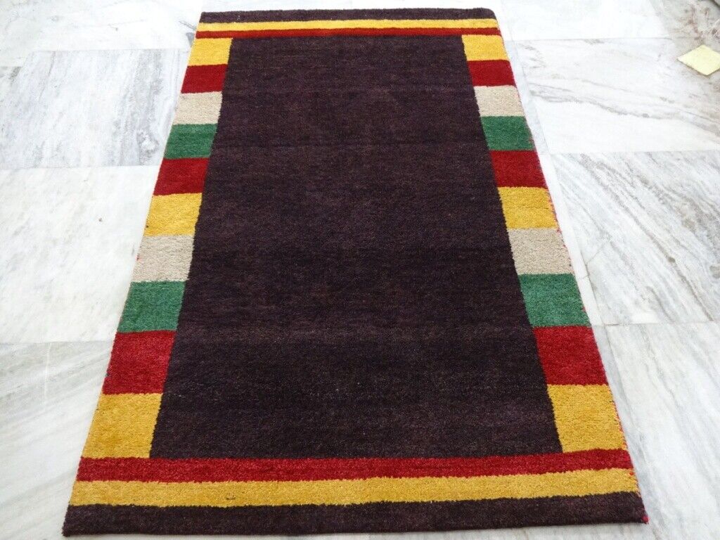 Gabbeh Teppich Handgeknüpft 100% Wolle Braun Orientteppich 117X185 CM M81