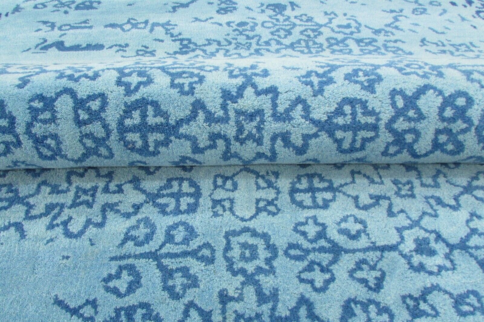 Alfombra azul claro 100% lana 160x230 cm Alfombra oriental azul tuftada a mano T832 