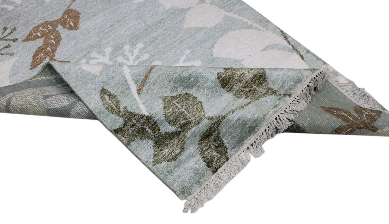 Ručno čvorani svileni tepih, 120x180 cm, svijetlozelene/sive boje. 