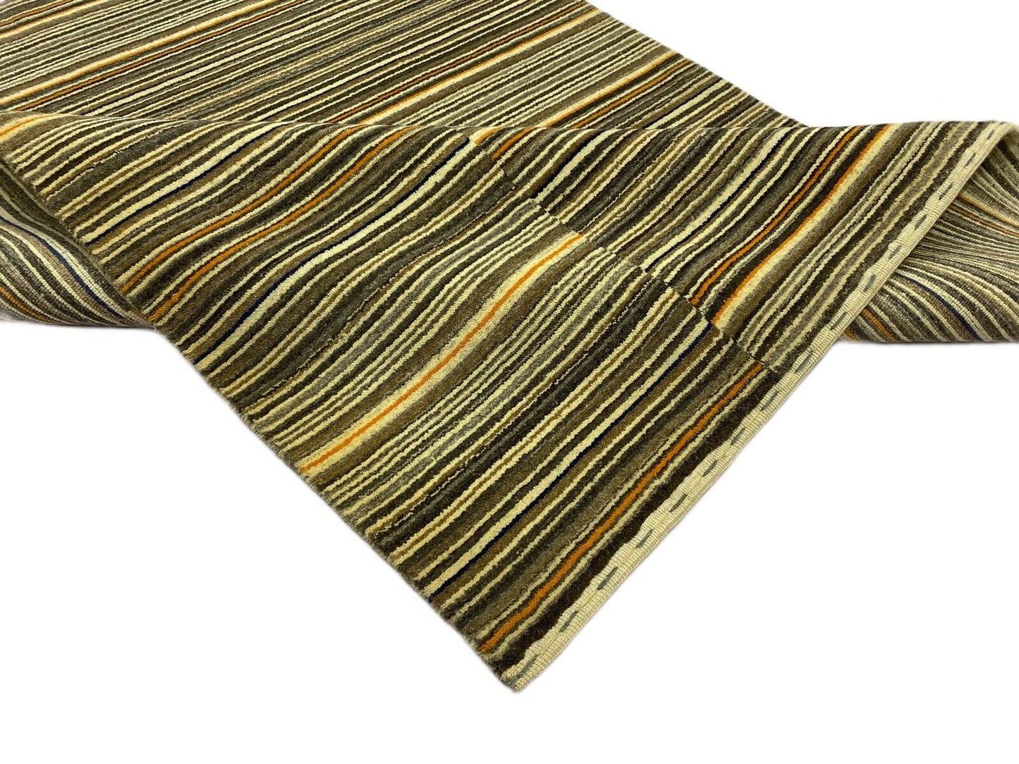 Teppich 100% Wolle Gabbeh Beige Braun Grau  loom lori Handgewebt 128x186 cm S89