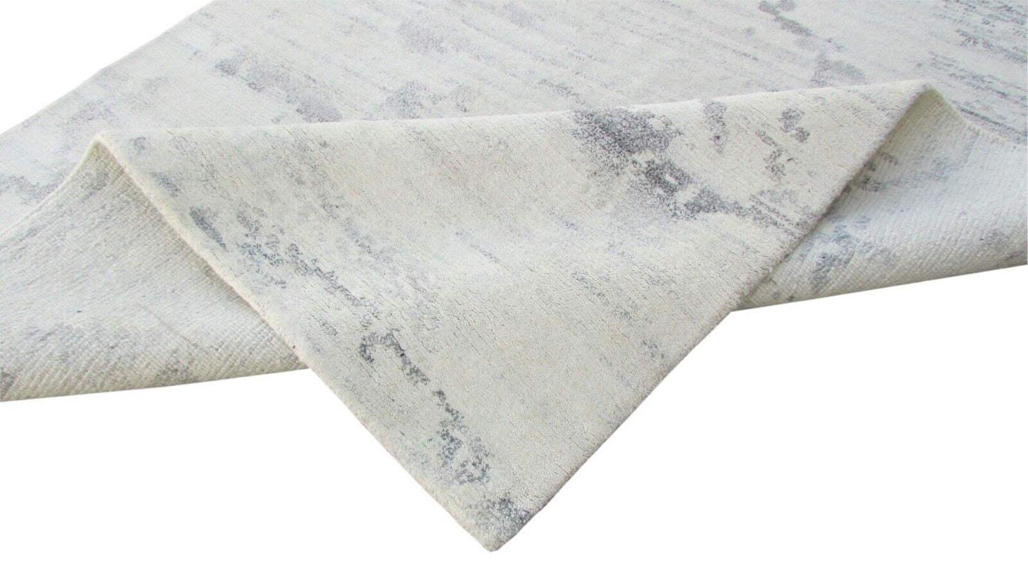 Nepal Teppich Handgeknüpft Grau Beige 100% Wolle Orientteppich 160x214 cm N-9