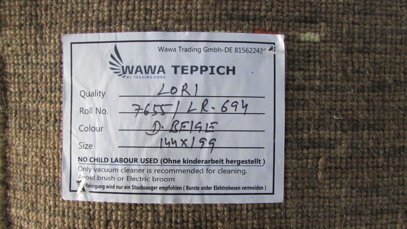 DunkelBeige Beige Gabbeh Teppich Handgewebt 100% Wolle 140x200 cm Lori Lr694