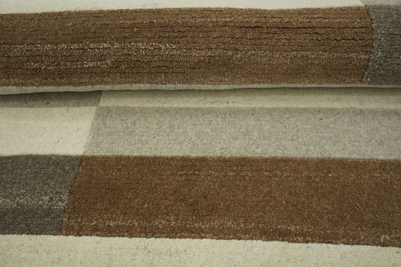 Nepal Teppich Handgeknüpft Grau Beige Braun 90X160 cm Wolle Orientteppich N769