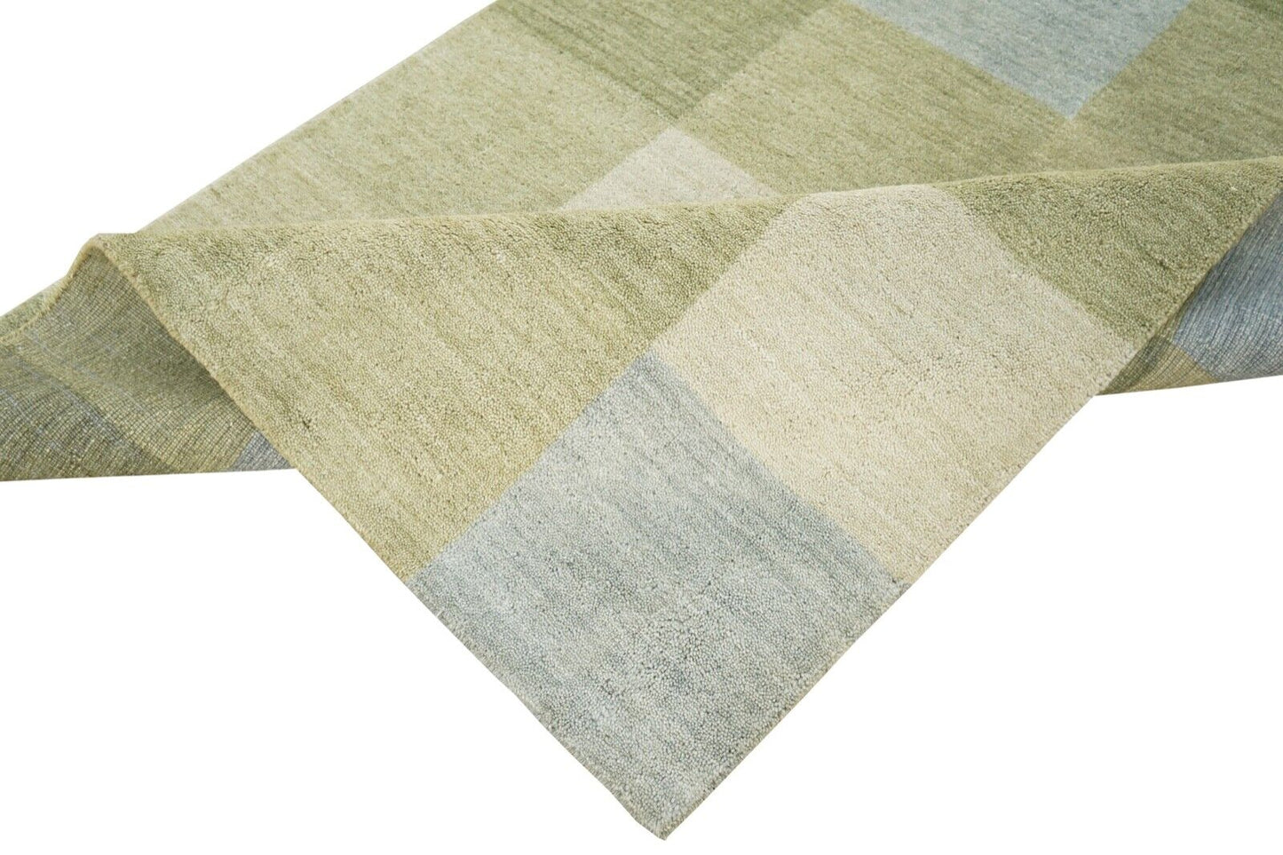 Grün Beige Teppich Handgewebt 100% Wolle 124x180 cm Orientteppich Lori Lr448