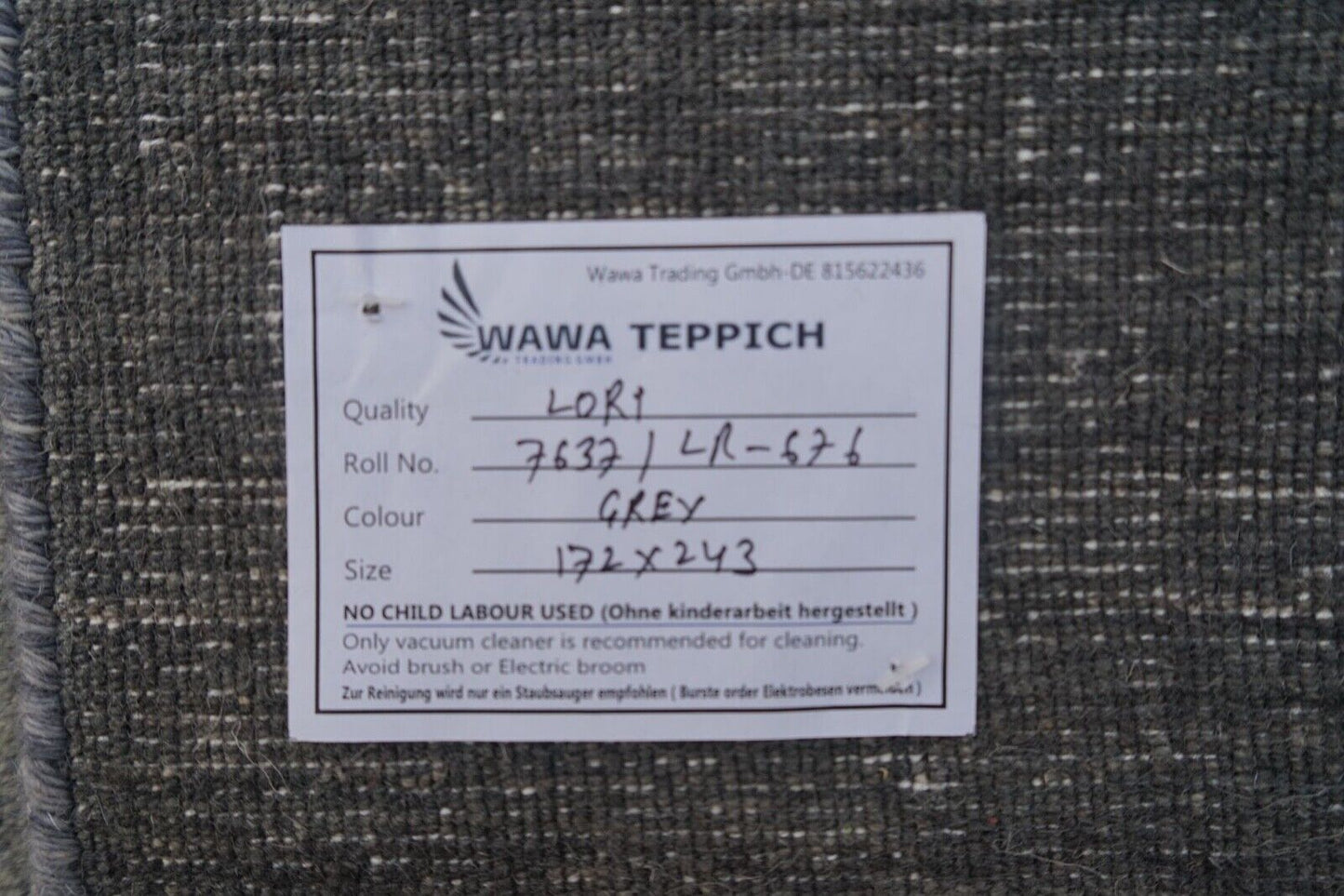 Gabbeh Teppich Grau Beige 100% Wolle 170x240 cm Orientteppich Handgewebt Lr675