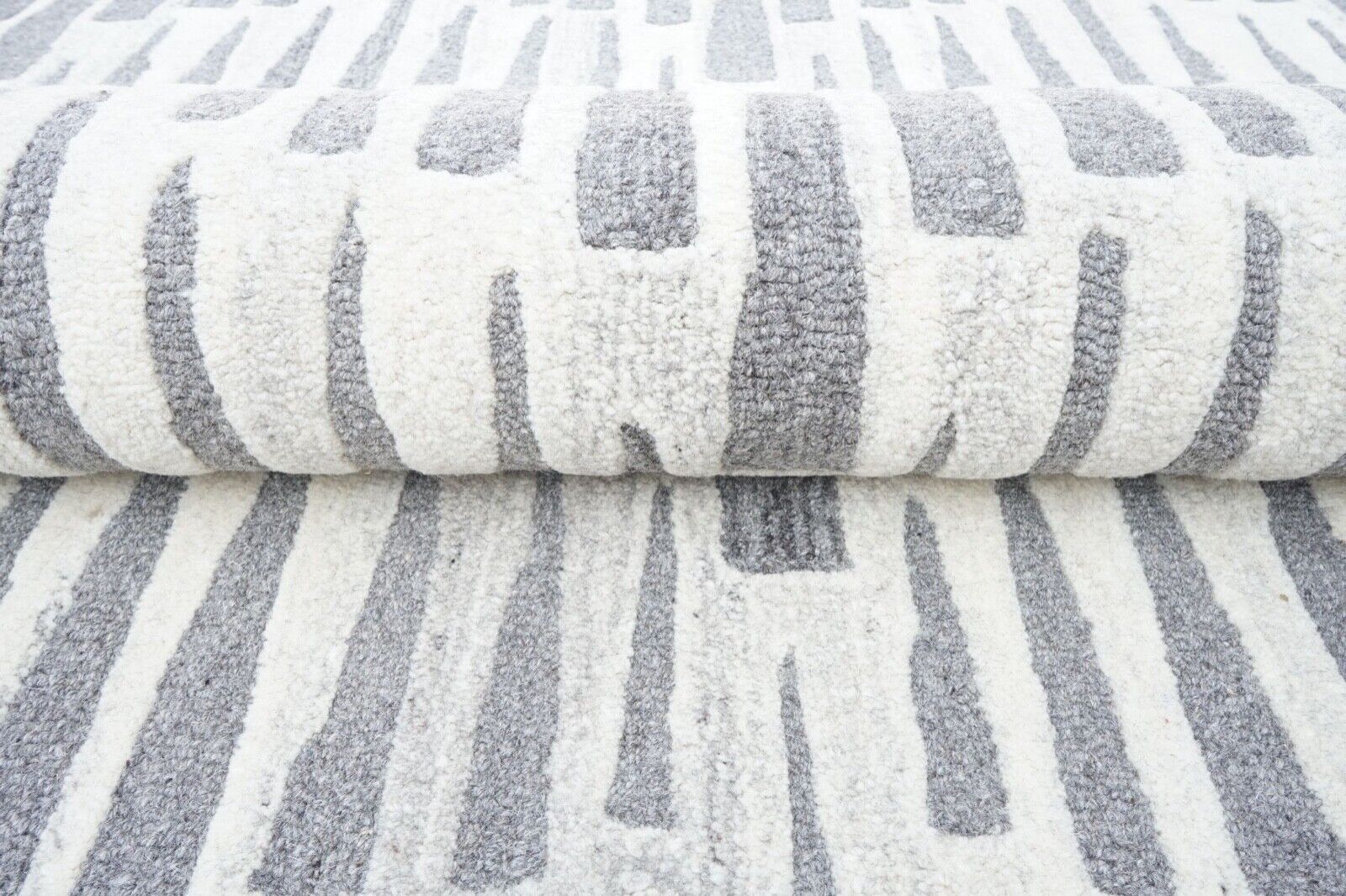 Grau Beige 160X230 cm Teppich 100% Wolle Orientteppich Handgetuftet HT276