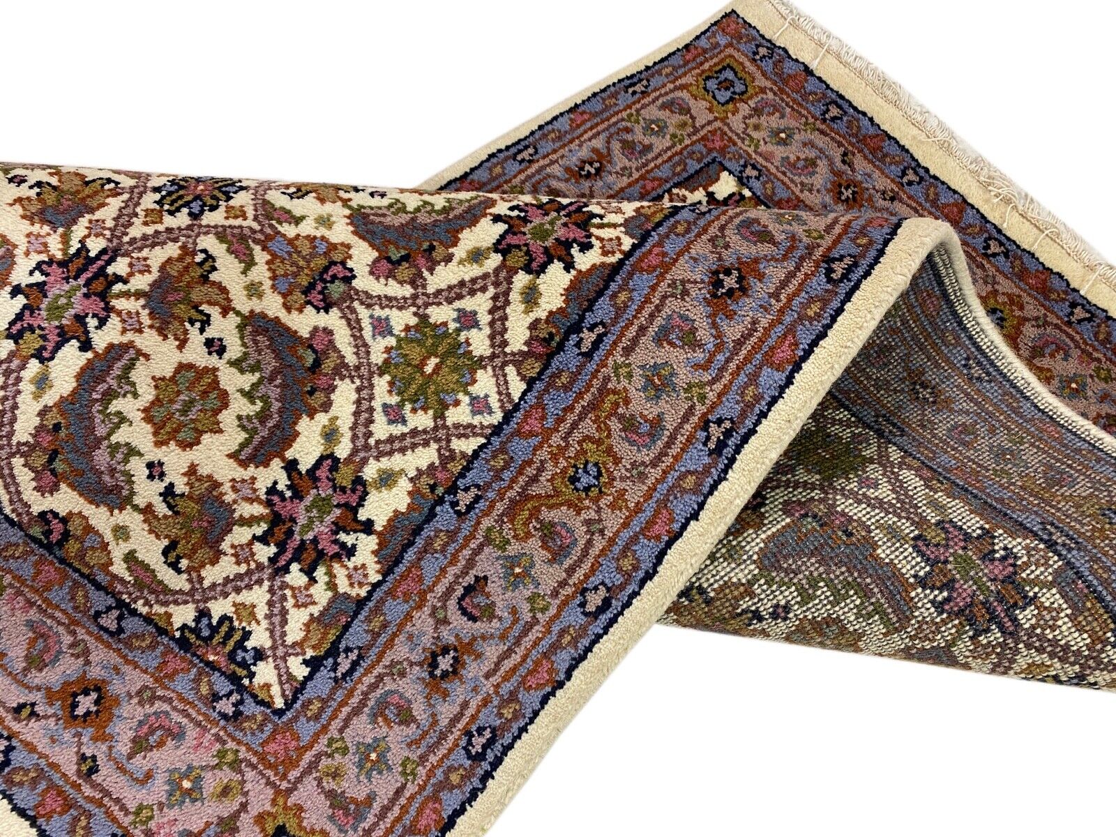 Elfenbein Beige Teppich Wolle Handgeknüpft 100% Schurwolle 155x230 cm D9