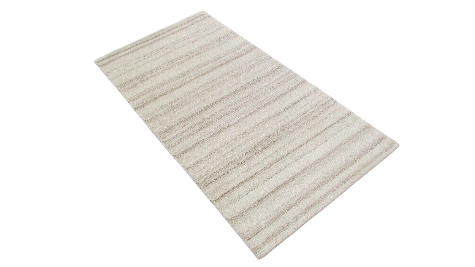 Nepal Teppich Handgeknüpft Grau Beige 100% Wolle Orientteppich 70x140 cm N-117