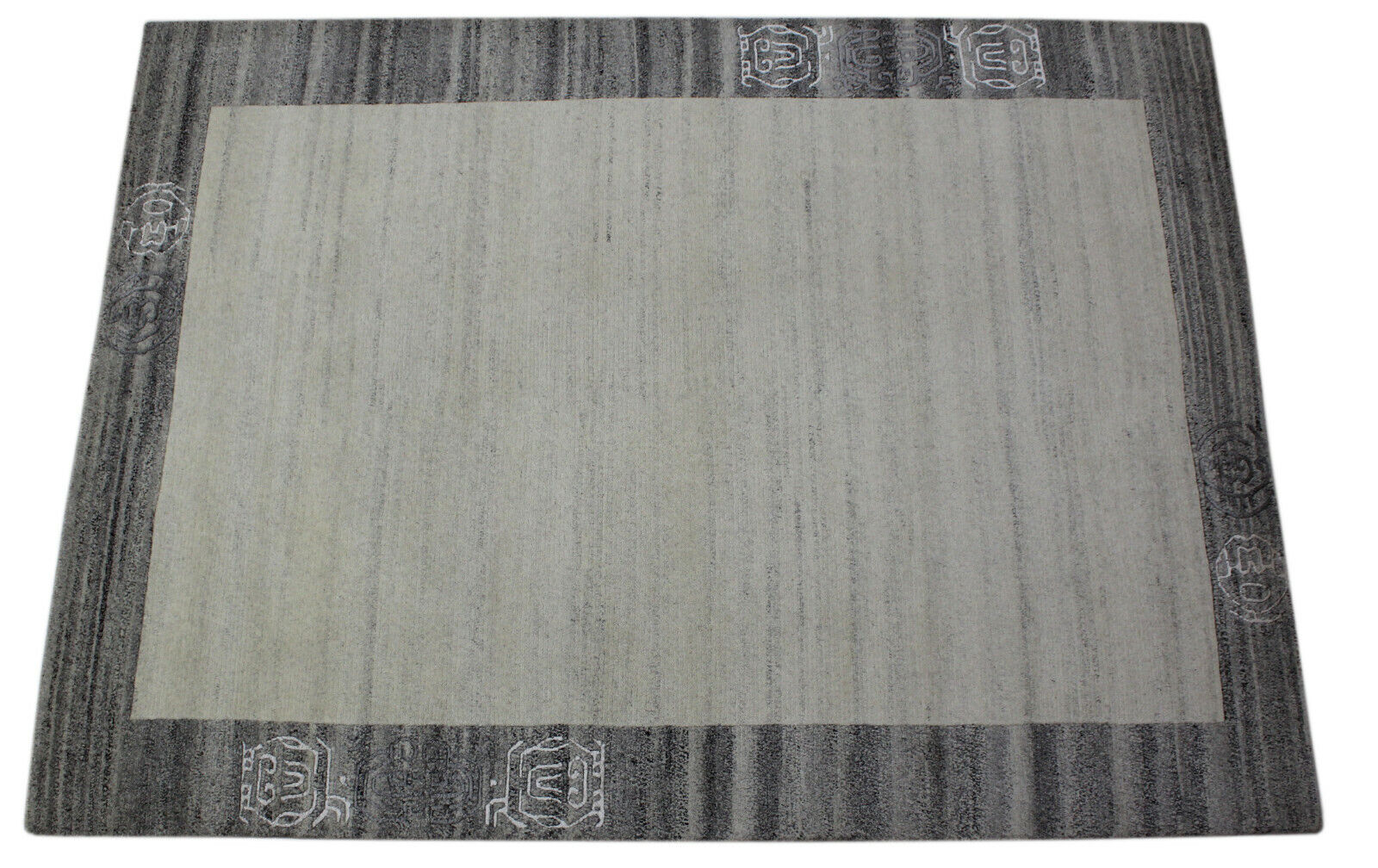 Nepal Teppich Handgeknüpft Grau Beige 100% Wolle Orientteppich 164x219 cm N8