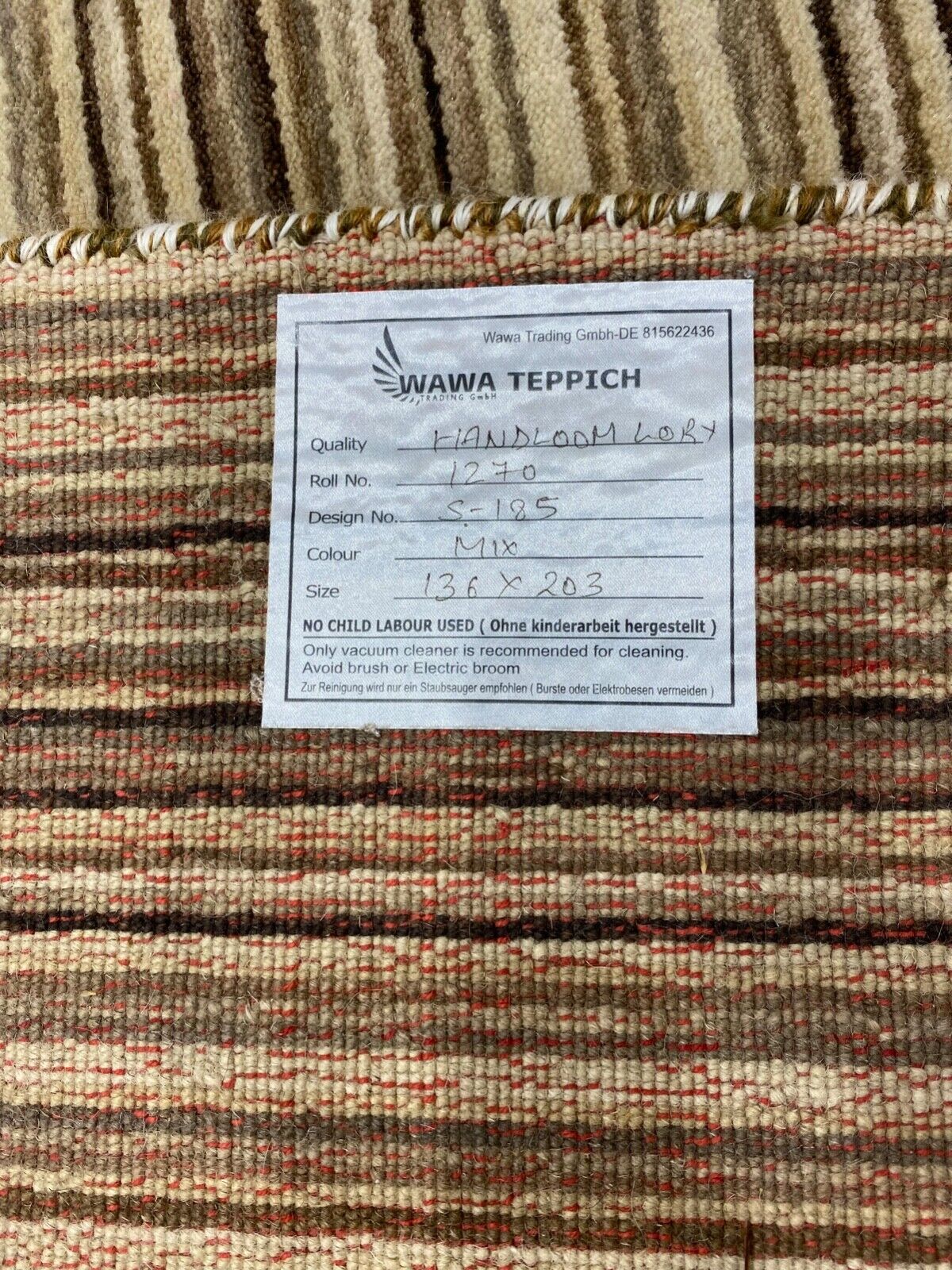 Teppich 100% Wolle Gabbeh Braun Beige Grün  loom lori Handgewebt 136x203 cm S185