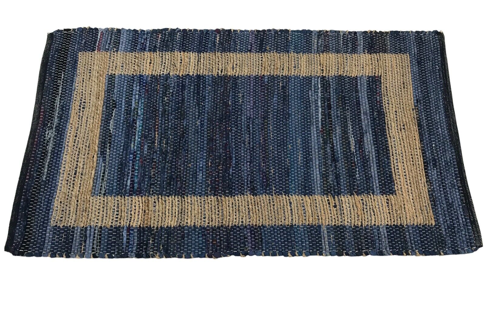 Kilim Teppich 90x160 cm Chindi Durry Dhurrie Baumwolle Jute Beidseitig Nutzbar