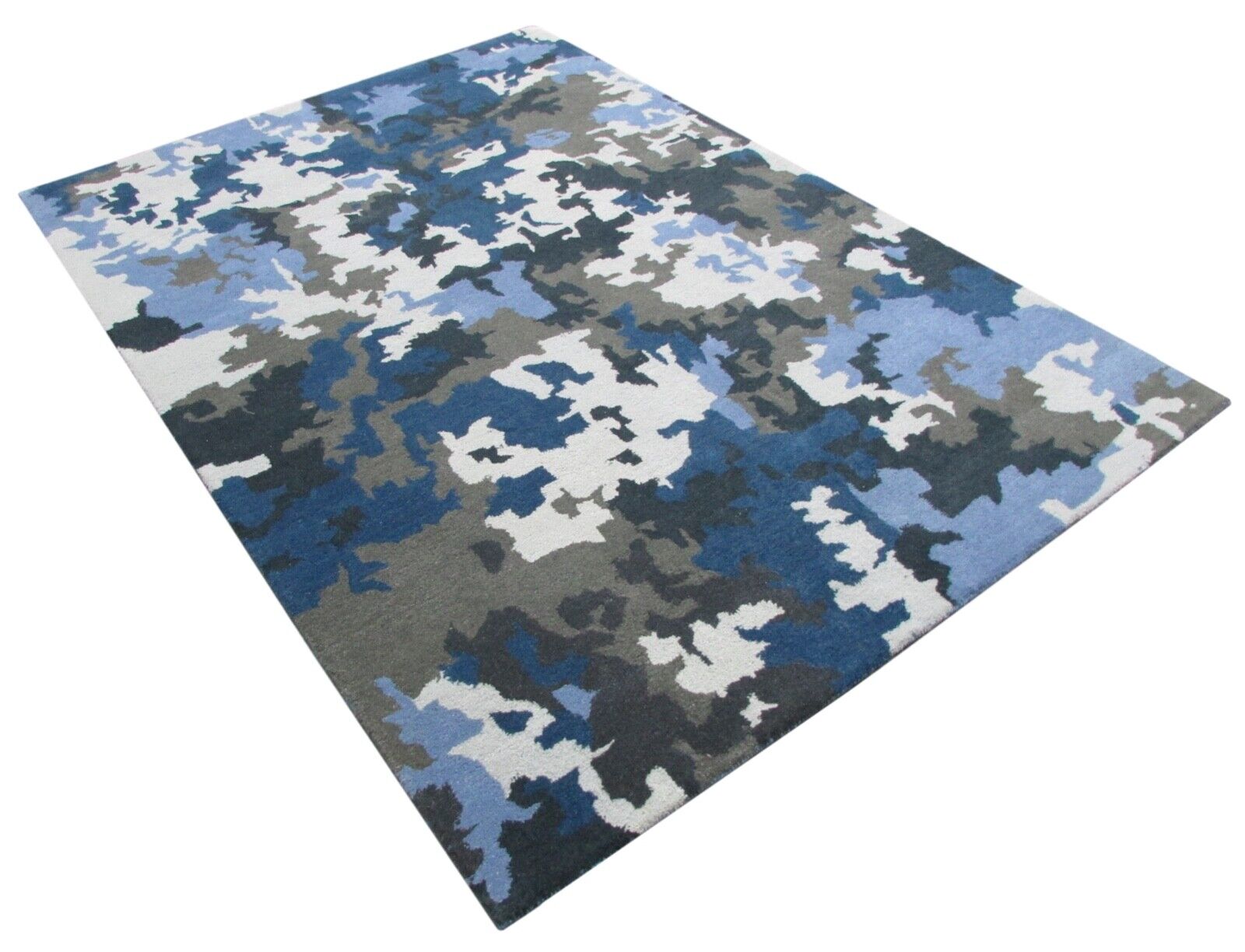 蓝米灰地毯 100%羊毛 160x230厘米 现代手工簇绒 T905 