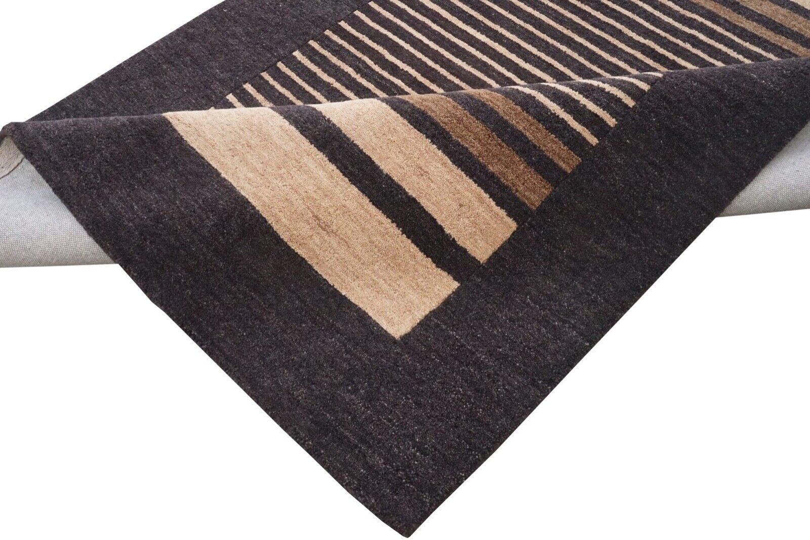 Kohlefarbe Beige140X200 cm Teppich 100% Wolle Orientteppich Handgetuftet HT580