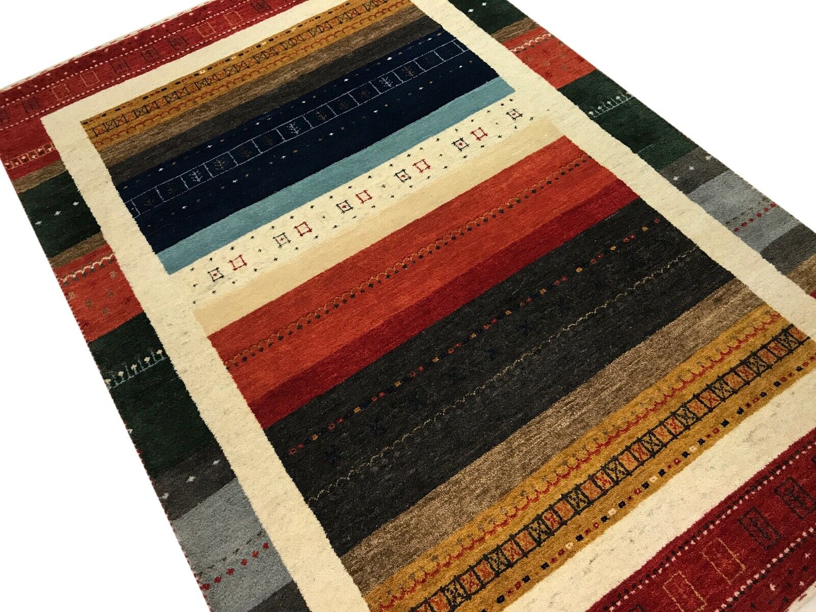 Hochwertiger Gabbeh Teppich 140X200 cm 100% Wolle Handgeknüpft Orientteppich