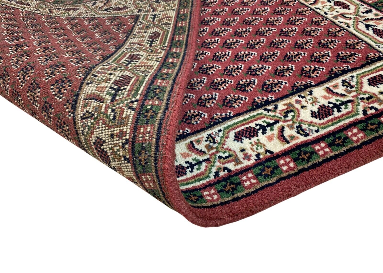 Orientteppich Mir Handgeknüpft 100% Wolle Rust Cream ca. 75X145 CM Teppich Rot