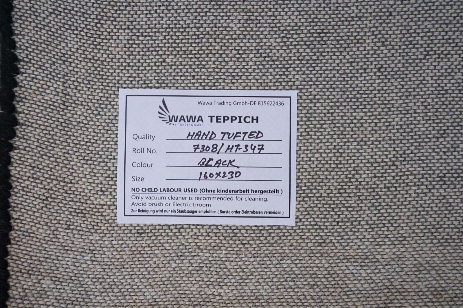 Koberec 100% vlna, černý, tmavě modrý, 160x230 cm, ručně všívaný, orientální, HT347u