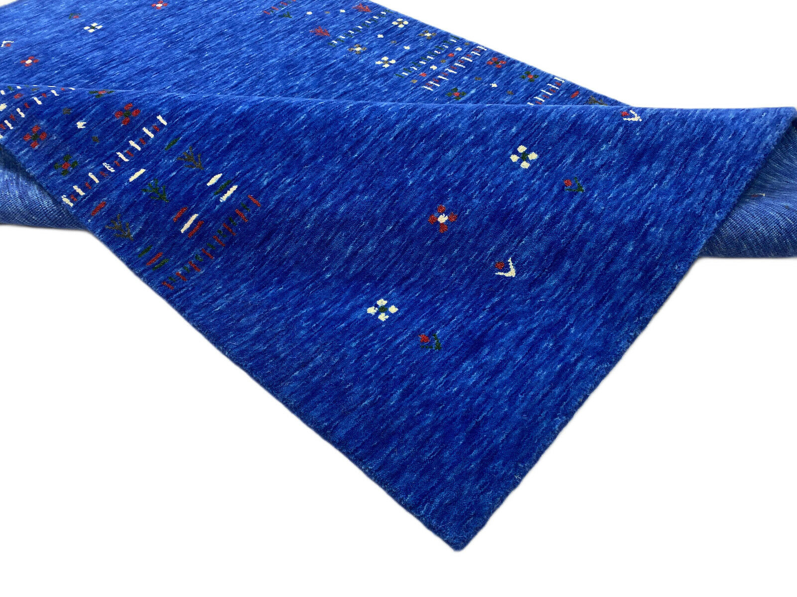 Teppich 100% Wolle Lori Handgewebt Blau Orientteppich 125x183 cm S109