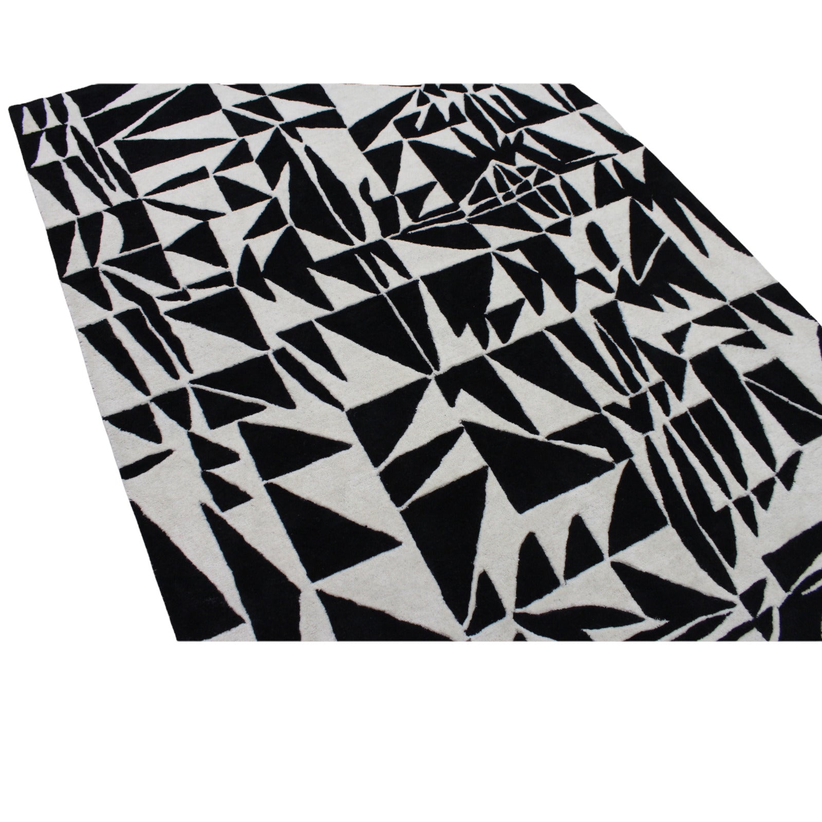 Schwarz Beige 100% Wolle  Teppich 170X240 CM Handarbeit Handgetuftet ME4