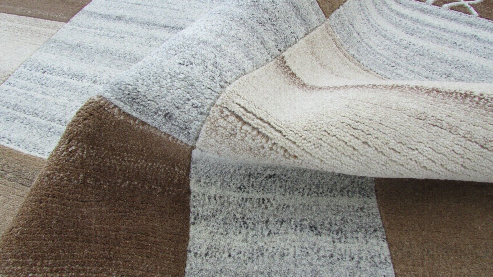 Orientteppich Nepal Teppich Handgeknüpft Braun Grau 100% Wolle 160x230 cm N-31